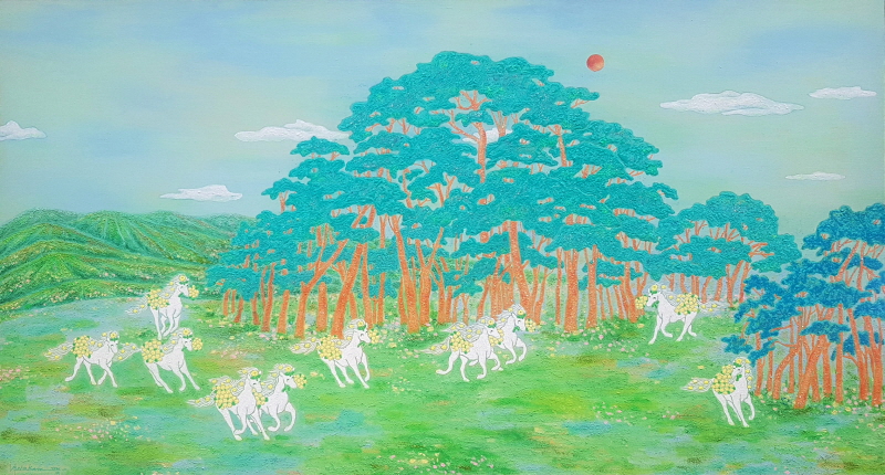 3. 소나무숲 꽃향기1/ 초록으로 채색하여 깊은 자연의 맑은 공기와 꽃향기가 어울러 퍼지는 소나무 숲을 그림 3. 소나무숲 꽃향기1/ 초록으로 채색하여 깊은 자연의 맑은 공기와 꽃향기가 어울러 퍼지는 소나무 숲을 그림