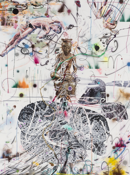 '풍선은 부풀어 올랐다가 다시 쭈그러든다-가설;윤회론적 빅뱅' 259x194cm oil,acrylic,air brush,spray paint on canvas 2011-2015 '풍선은 부풀어 올랐다가 다시 쭈그러든다-가설;윤회론적 빅뱅' 259x194cm oil,acrylic,air brush,spray paint on canvas 2011-2015