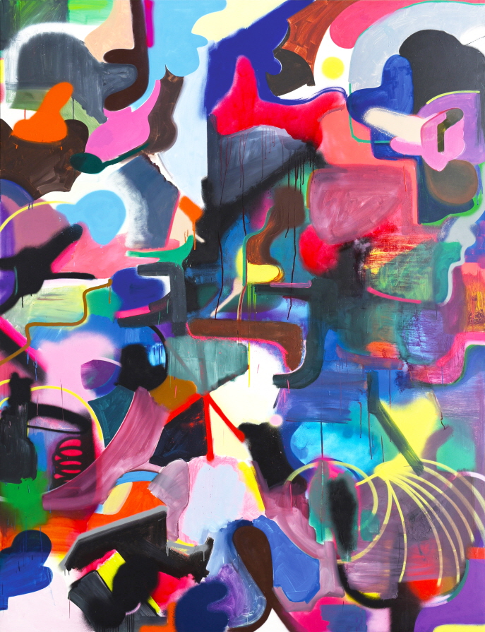 애도의 숲(The mourning forest),oil,spray paint on canvas,252x194cm ,2016