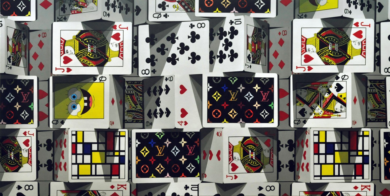 The tower of card _194.0x97.0cm oil on canvas 2018