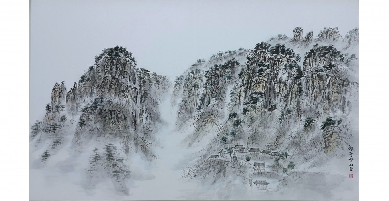 청량산 116.8x91.0cm 한지에 수묵담채