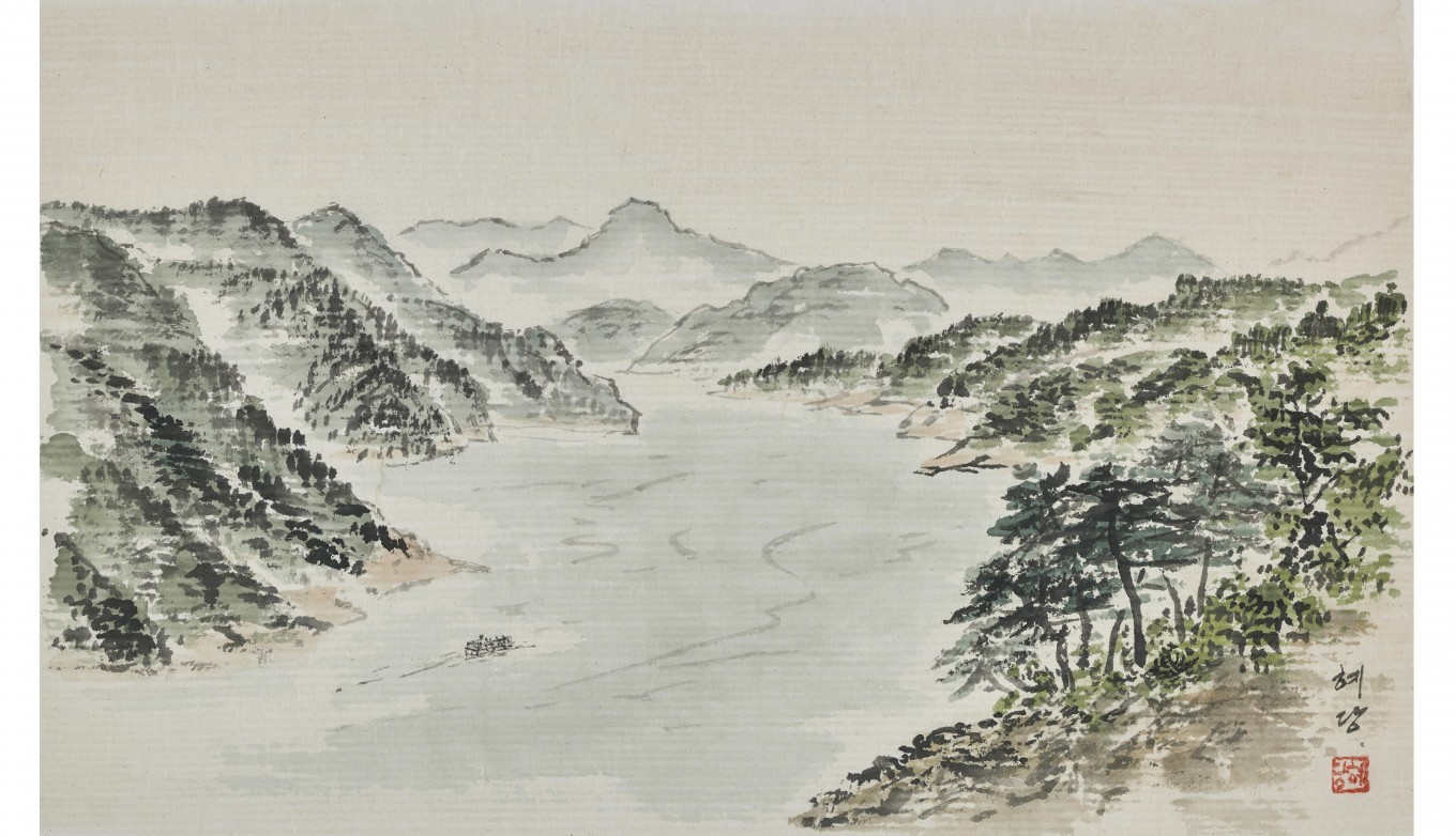 청풍호 27x44cm  한지에 수묵담채