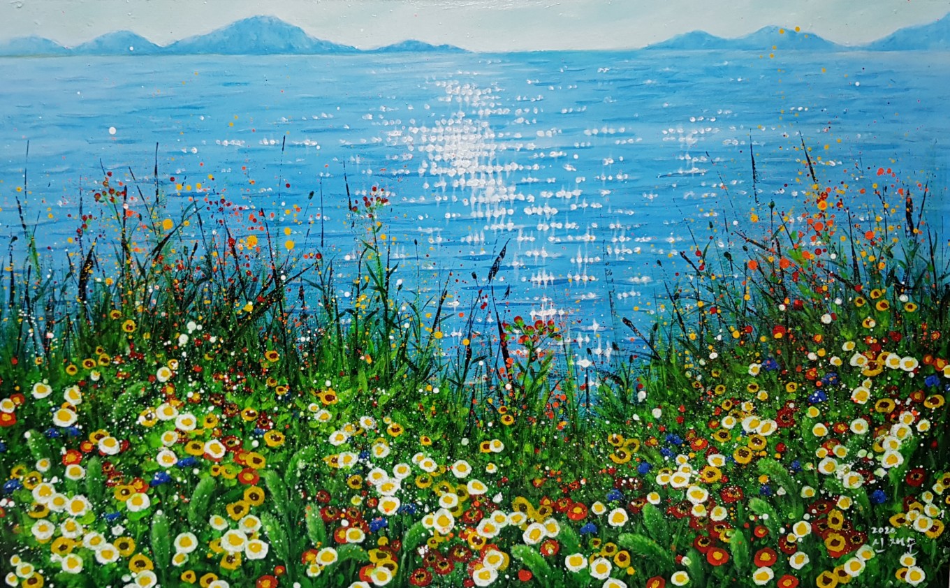 이브의 바다#1, 77x49cm(20호, 변형),  Acrylic on jang-ji,  2019