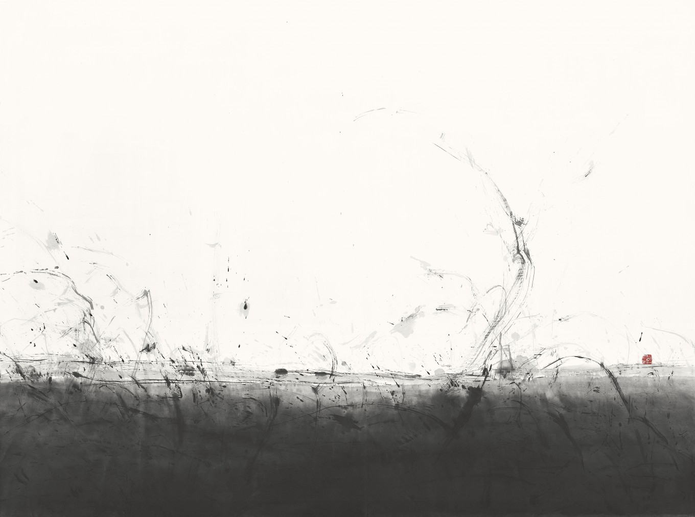 하늘과 땅 사이. 180*130cm. 종이에 수묵 .2021  #수묵 #생명력 #산책