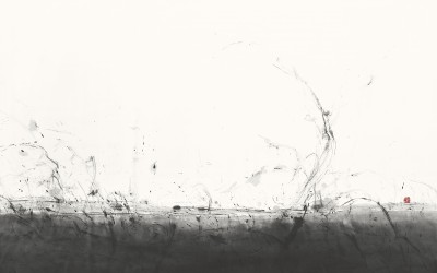 하늘과 땅 사이. 180*130cm. 종이에 수묵 .2021  #수묵 #생명력 #산책