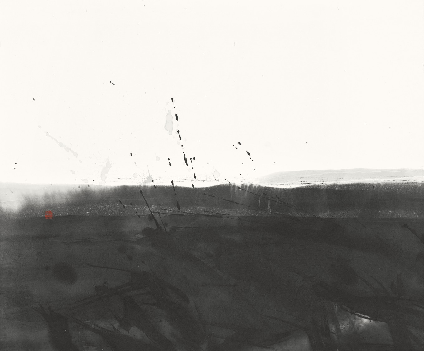 하늘과 땅 사이. 62.5*52.5cm. 종이에 수묵 .2021  #수묵 #자연 #산책