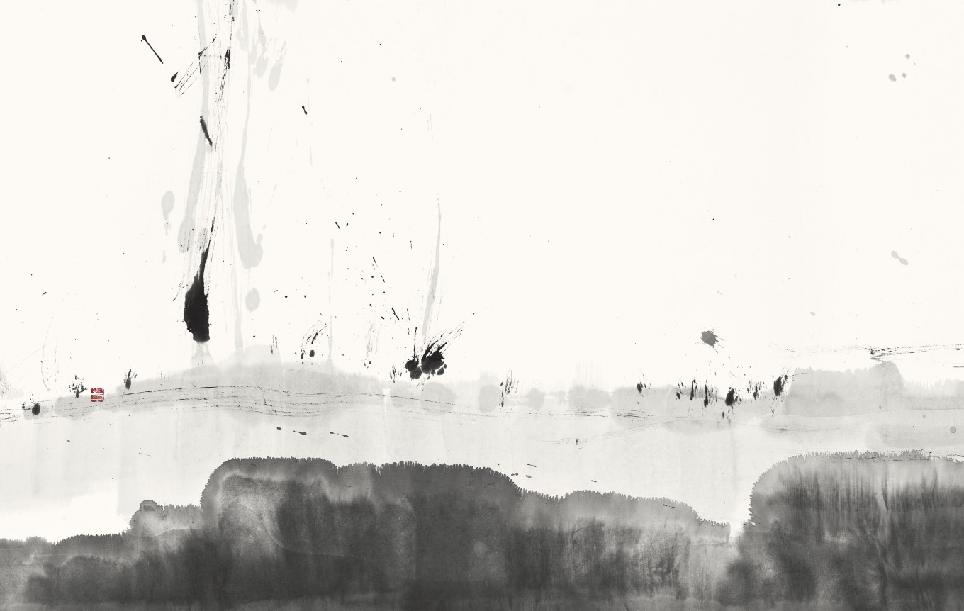 그곳에 가면. 80*50cm. 종이에 수묵 .2021  #산책 #추억 #그리움