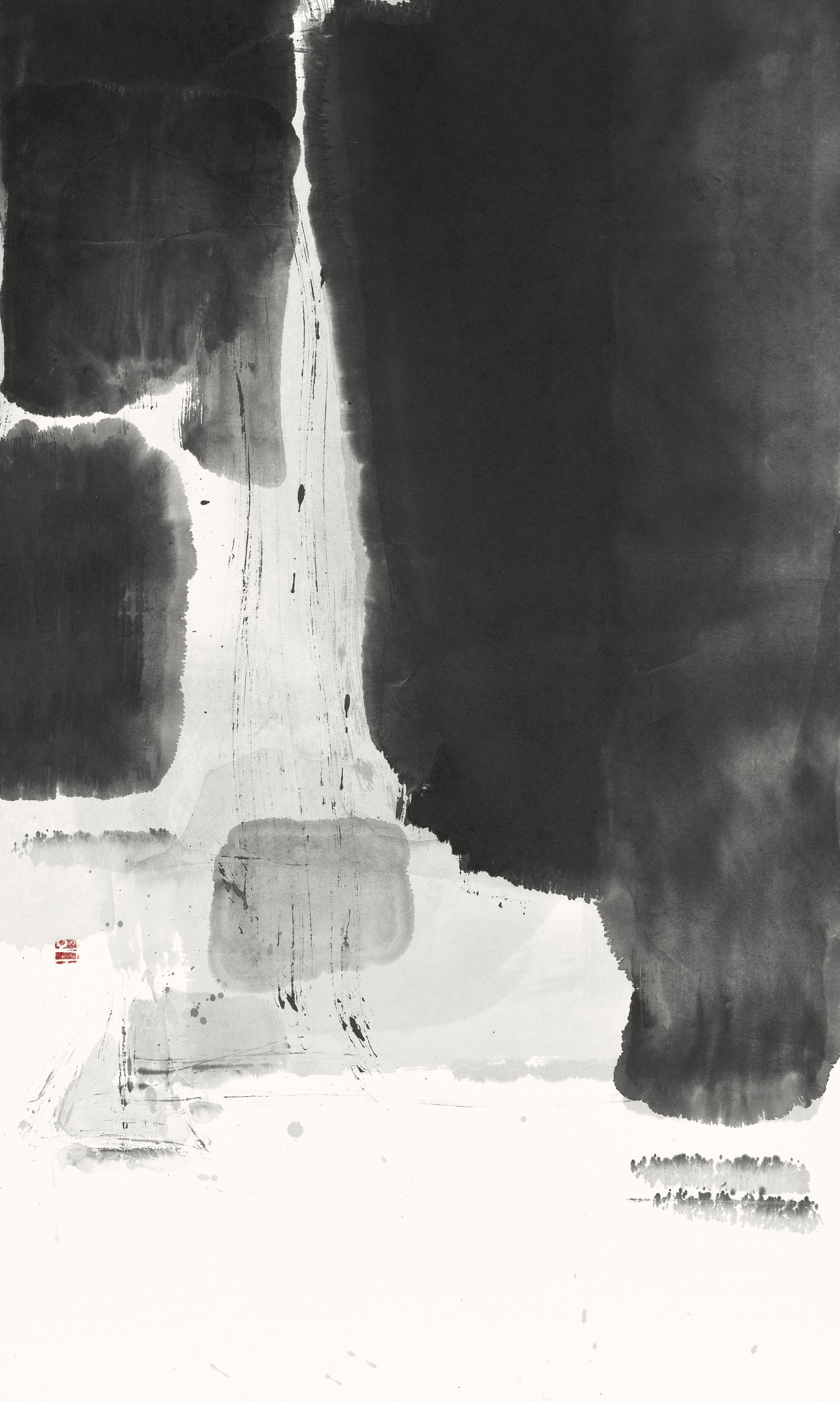 휴. 37.5*65cm. 종이에 수묵 .2021  #자연 #휴식 #수묵