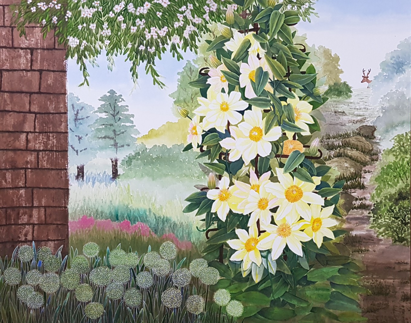 행복한 동화나라를 상상으로 그렸습니다