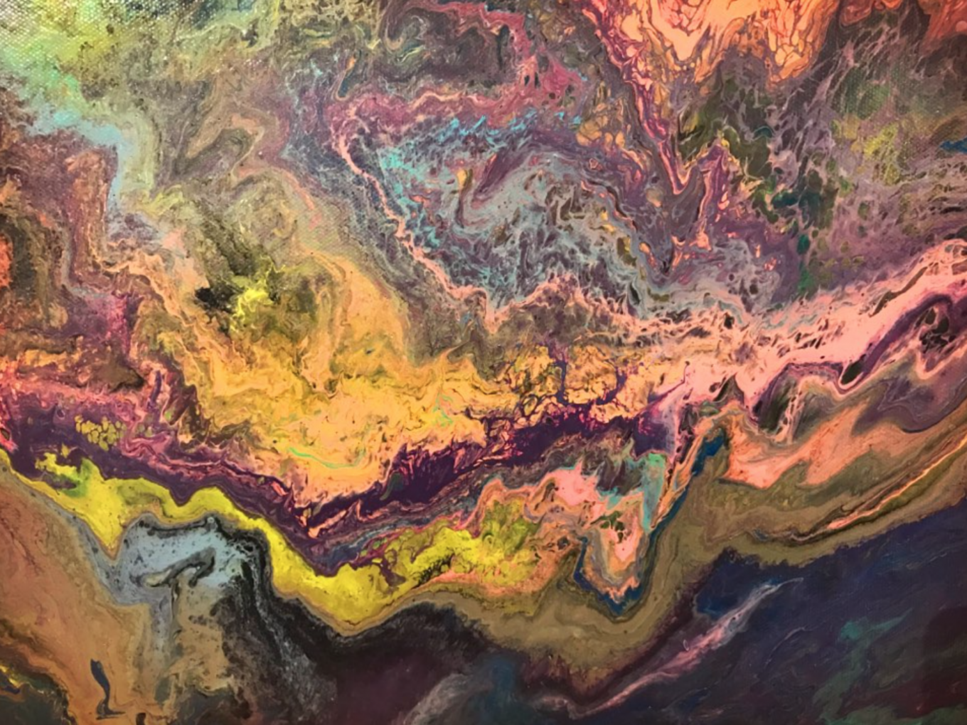 Untitled, 2017, Acrylic, pouring medium, and isopropyl alcohol on canvas, 18 in. x 18 in.