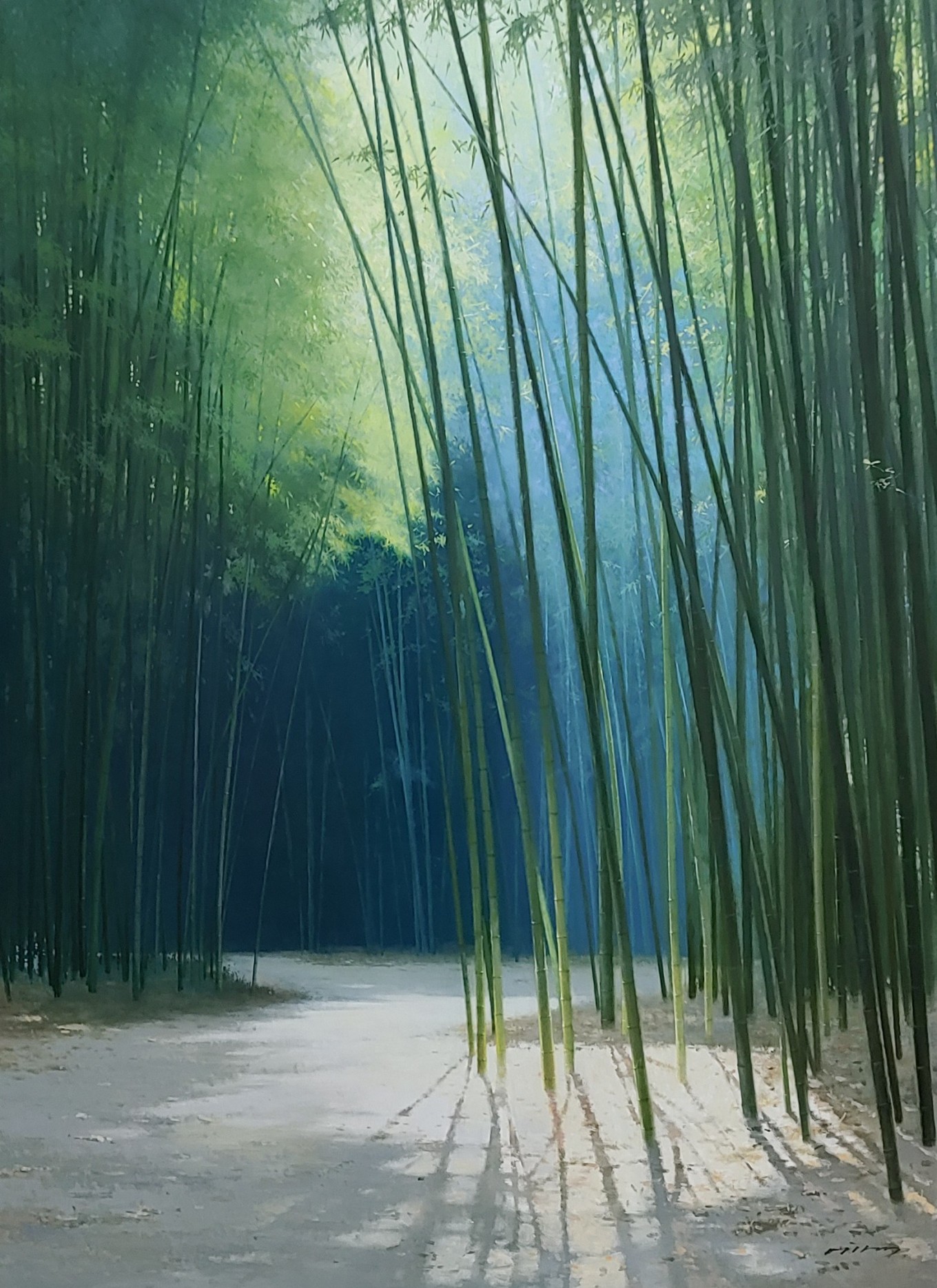 빛과 바람이 연출하는 대숲의 이미지를 나의 회화언어로 형상화 한 작품