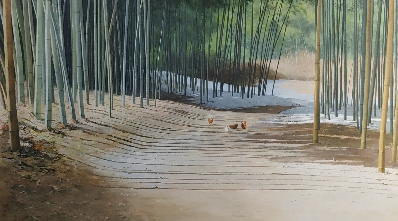 빛과 바람이 연출하는 대숲의 이미지를 나의 회화언어로 형상화 한 작품